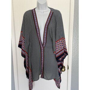 Violet + Claire SS Red White Blue Checked Cover Up Poncho Women's Large